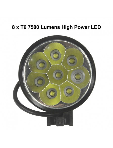 BL58 8x T6 LED 3-Mode 7500 Lumens Bike Front Light