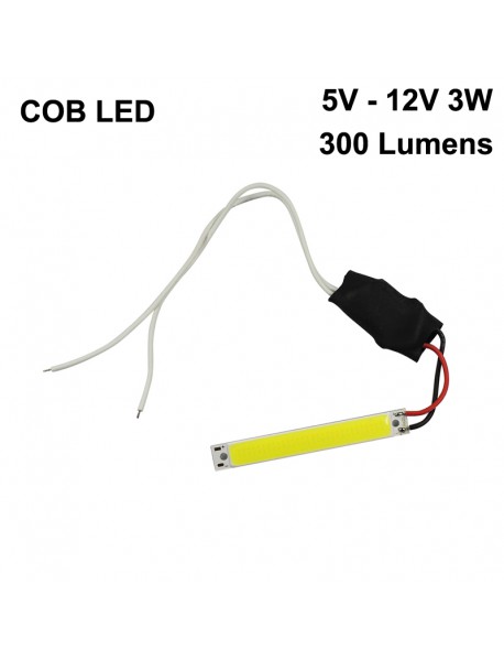 60mm (L) x 8mm (W) COB 5V - 12V 3W 100mA 300 Lumens COB LED Emitter