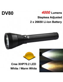 DV80 Cree XHP70.2 4000 Lumens Stepless Adjusted Diving LED Flashlight ( 2x26650 )