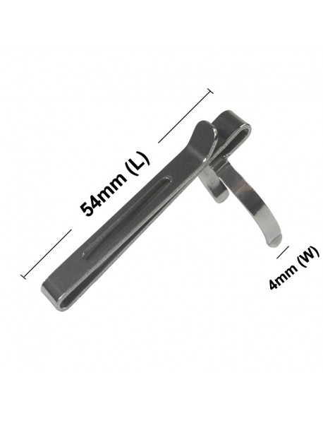 54mm (L) x 23mm (D) Stainless Steel 21700 Flashlight Pocket Clip