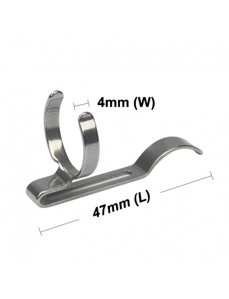 47mm (L) x 18mm (D) Stainless Steel 18650 Flashlight Pocket Clip