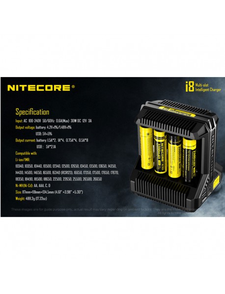 NiteCore i8 Multi-Slot for Intelligent Charger - Black