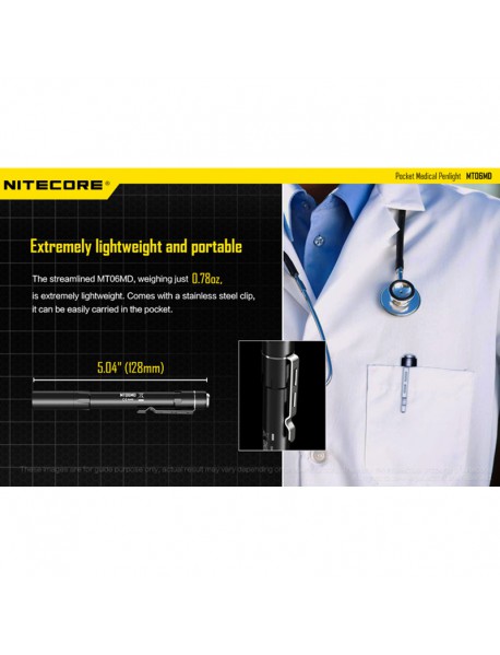 NiteCore MT06MD Nichia 219B LED 180 Lumens SMO Pocket Medical Penlight (2 x AAA)