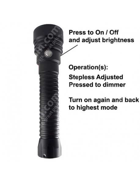D70 Cree XHP70 4000 Lumens Stepless Adjusted Diving LED Flashlight - Black ( 2x26650 )
