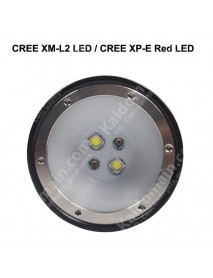 DV22 2 x Cree XM-L2 U3 White 6500K and Cree XP-E Red 2000 Lumens 3-Mode LED Diving Flashlight