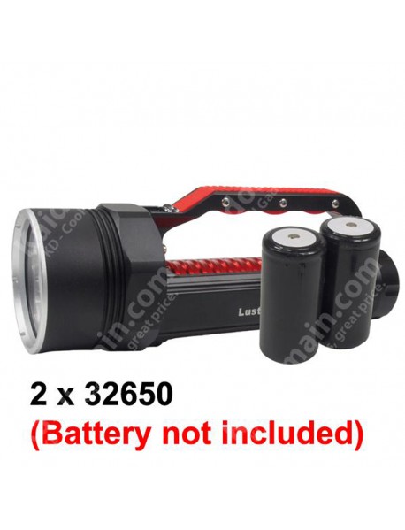LusteFire DV400 6 x Cree XM-L2 5000 Lumens Stepless Adjusted LED Diving Flashlight - Black ( 2x32650 )