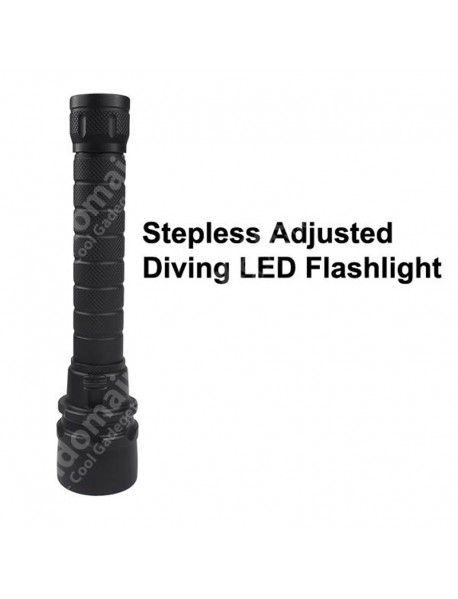 DW318 3 x Cree XM-L2 Neutral White 4000K 3000 Lumens Stepless Adjusted Diving LED Flashlight - Black ( 2x18650 )