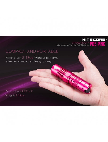 NiteCore P05 PINK CREE XM-L2 U2 LED 4-Mode 460 Lumens Flashlight (1 x RCR123A / 1 x CR123A)