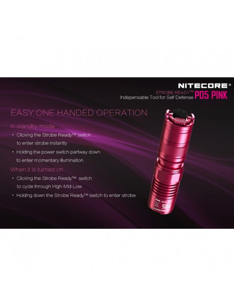 NiteCore P05 PINK CREE XM-L2 U2 LED 4-Mode 460 Lumens Flashlight (1 x RCR123A / 1 x CR123A)