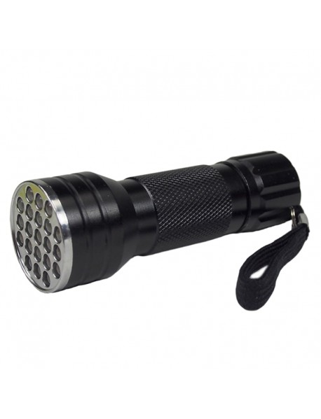 K-UV21 21 x UV LED 395nm 1-Mode Mini UV LED Flashlight - Black ( 3xAAA )