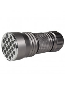 K-UV31 21 x UV LED 395nm 1-Mode Mini UV LED Flashlight - Silver ( 3xAAA )