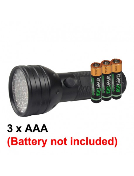 K-UV51 51 x UV LED 395nm 1-Mode Mini UV LED Flashlight - Black ( 3xAAA )