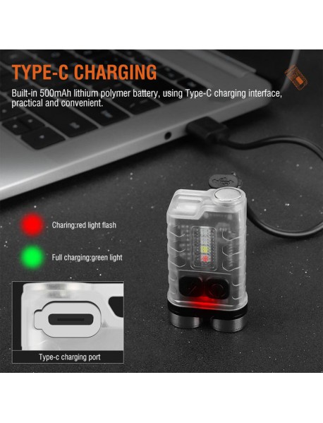 Boruit V3 2 x XPG2 900 Lumens USB Type-C Rechargeable LED Keychain Flashlight