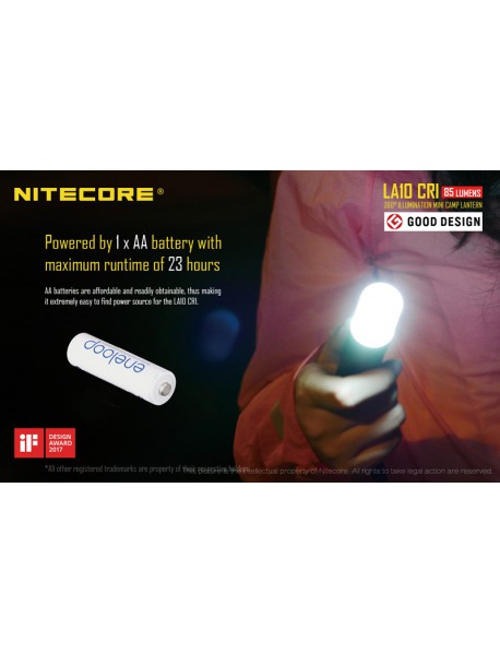 NiteCore LA10 CRI Cree Nichia 219B LED 3-Mode 85 Lumens Lantern LED Magnetic Flashlight (1 x AA)