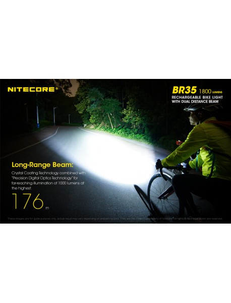 NiteCore BR35 CREE XM-L2 U2 LED 3-Mode 1800Lumens SMO Bike Light(Rechargeable Li-ion)