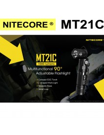 NiteCore MT21C CREE XP-L HD V6 1000 Lumens Multifunctional 90°Adjustable LED Flashlight (1 × 18650 ,2 × CR123 ,2 x RCR123)