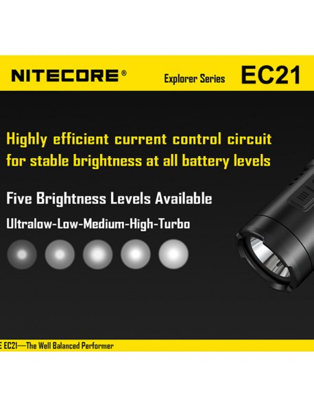 NiteCore EC21 Cree XP-G2 R5 460 Lumens White Light SMO LED Flashlight (1 x 18650 / 2 x CR123)