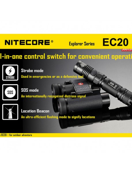 NiteCore EC20 Cree XM-L2 T6 960 Lumens White Light SMO LED Flashlight (1 x 18650 / 2 x CR123)