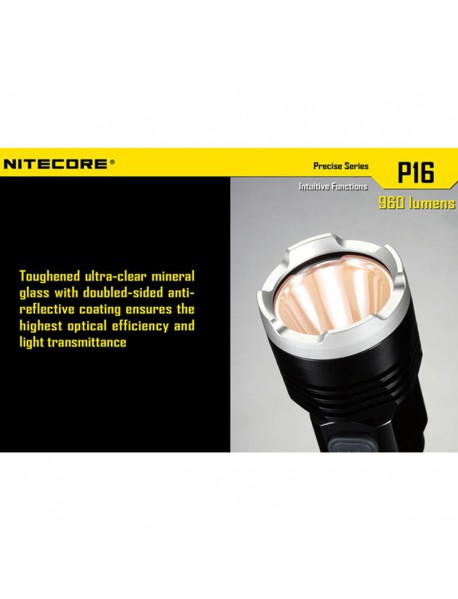 NiteCore P16 Cree XM - L2 T6 960 Lumens White Light SMO LED Flashlight (1 x 18650 / 2 x CR123)