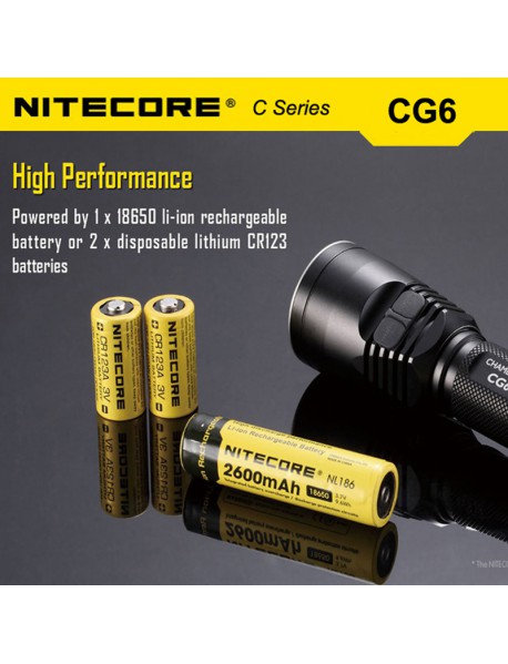NiteCore CG6 Cree XP-G2 R5 440 Lumens White Light SMO LED Flashlight (1 x 18650 / 2 x CR123)