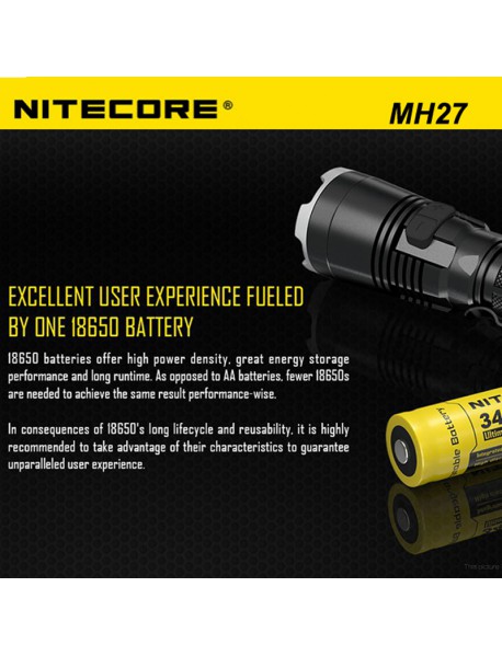 NiteCore MH27 Cree XP- L HI V3 1000 Lumens White Light SMO LED Flashlight (1 x 18650 / 2 x CR123)