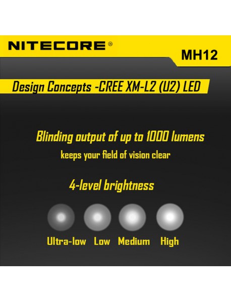 NiteCore MH12 Cree XM-L2 U2 1000 Lumens Neutral White SMO LED Flashlight (2 x 18650 / 4 x CR123)