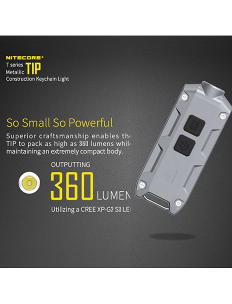 NiteCore TIP Cree XP-G2 360 Lumens 4-Mode USB Rechargeable LED Keychain 