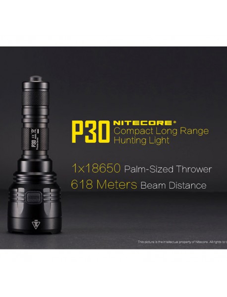 NiteCore P30 CREE XP-L HI V3 LED 1000 Lumens 8-Mode Flashlight (1 x 18650 / 2 x CR123A)