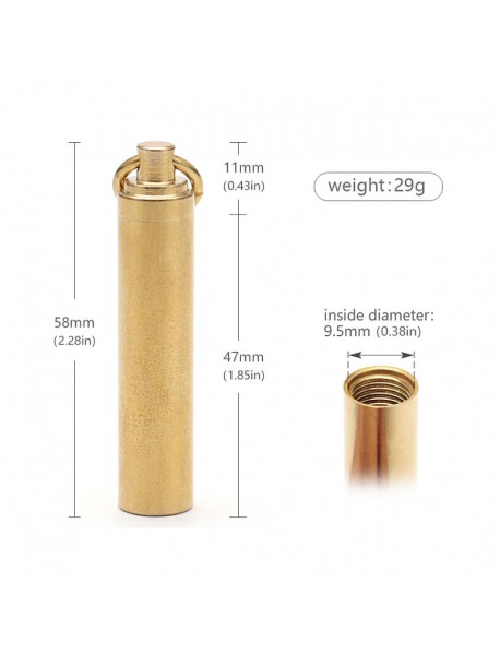58mm (L) x 12mm (D) Brass Waterproof Brass Storage Case