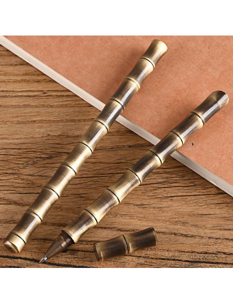 YC10 Brass Bamboo Shaped Ballpoint Pen (0.5mm Black Ink)