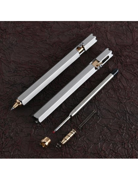 YC11 Stainless Steel Hexagonal Shaped Ballpoint Pen (0.5mm Black Ink)