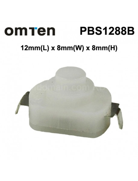 OmTen PBS1288B 12mm(L) 8mm(W) x 8mm(H) LED Flashlight Clicky Switch - White (5 pcs)