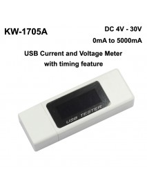 KW-1705A 4V - 30V USB Current and Voltage Meter with Timing Feature
