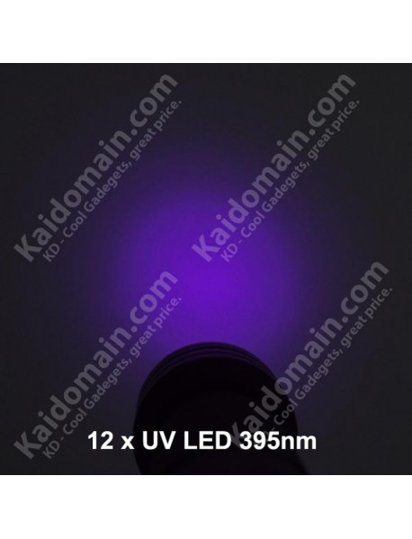 K-UV12 12 x UV LED 395nm 1-Mode Mini UV LED Flashlight  ( 3xAAA )
