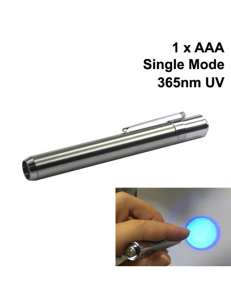 UV1 365nm 1-Mode Stainless Steel UV Flashlight ( 1xAAA )