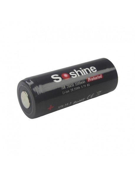 Soshine 26650 3.7V 5500mAh Rechargeable Li-ion 26650 Battery with PCB