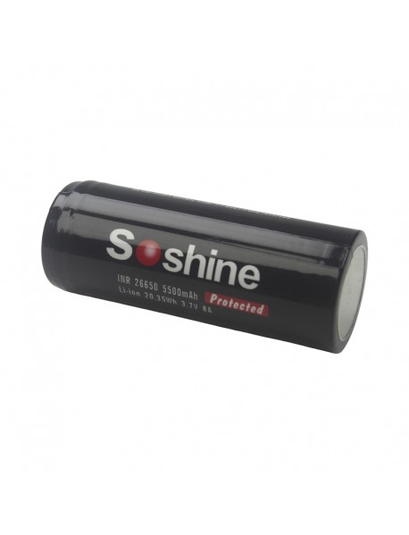 Soshine 26650 3.7V 5500mAh Rechargeable Li-ion 26650 Battery with PCB