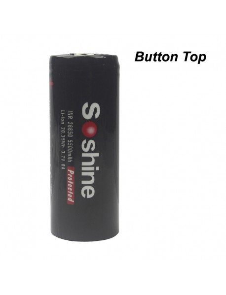 Soshine 26650 3.7V 5500mAh Rechargeable Li-ion 26650 Battery with PCB