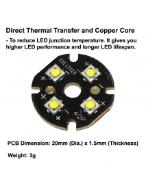 Quad SST-20 7500K 6500K 5000K 4000K 3500K 3000K 2700K SMD 3535 LED on 20mm DTP Copper MCPCB Parallel with LENs