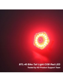 BTL-40 COB Red LED 30 Lumens 3-Mode USB Type-C Rechargeable Bike Tail Light