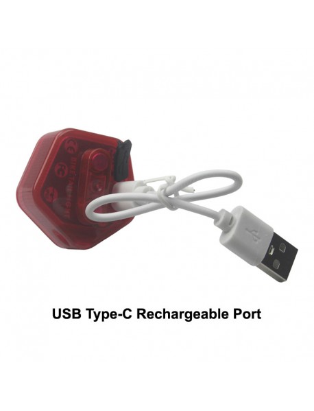 BTL-40 COB Red LED 30 Lumens 3-Mode USB Type-C Rechargeable Bike Tail Light