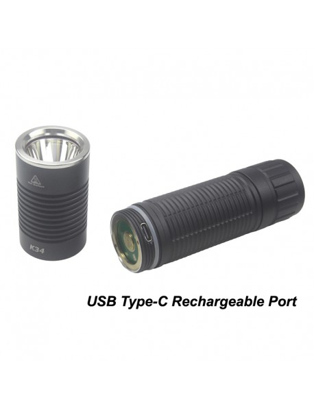 KDIY K34 SFT25R(5050) 2000 Lumens USB Type-C Rechargeable 26650 Flashlight
